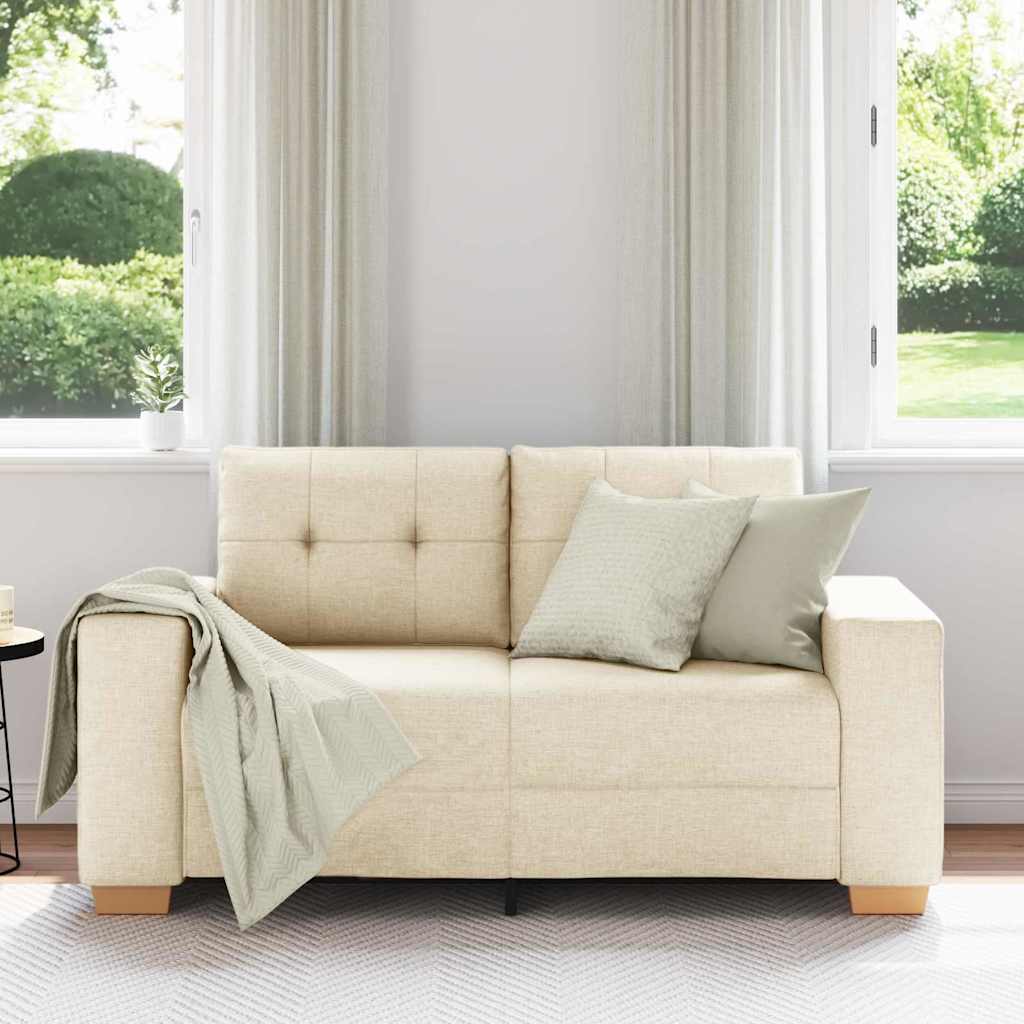 Loveseat Sofa with Cushion Cream Fabric